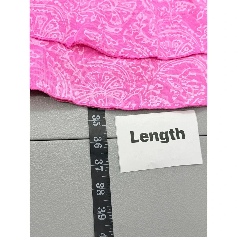 Fresh Produce 100% Cotton Pink Asymmetrical Ruffle Skirt XXL USA vacation beach